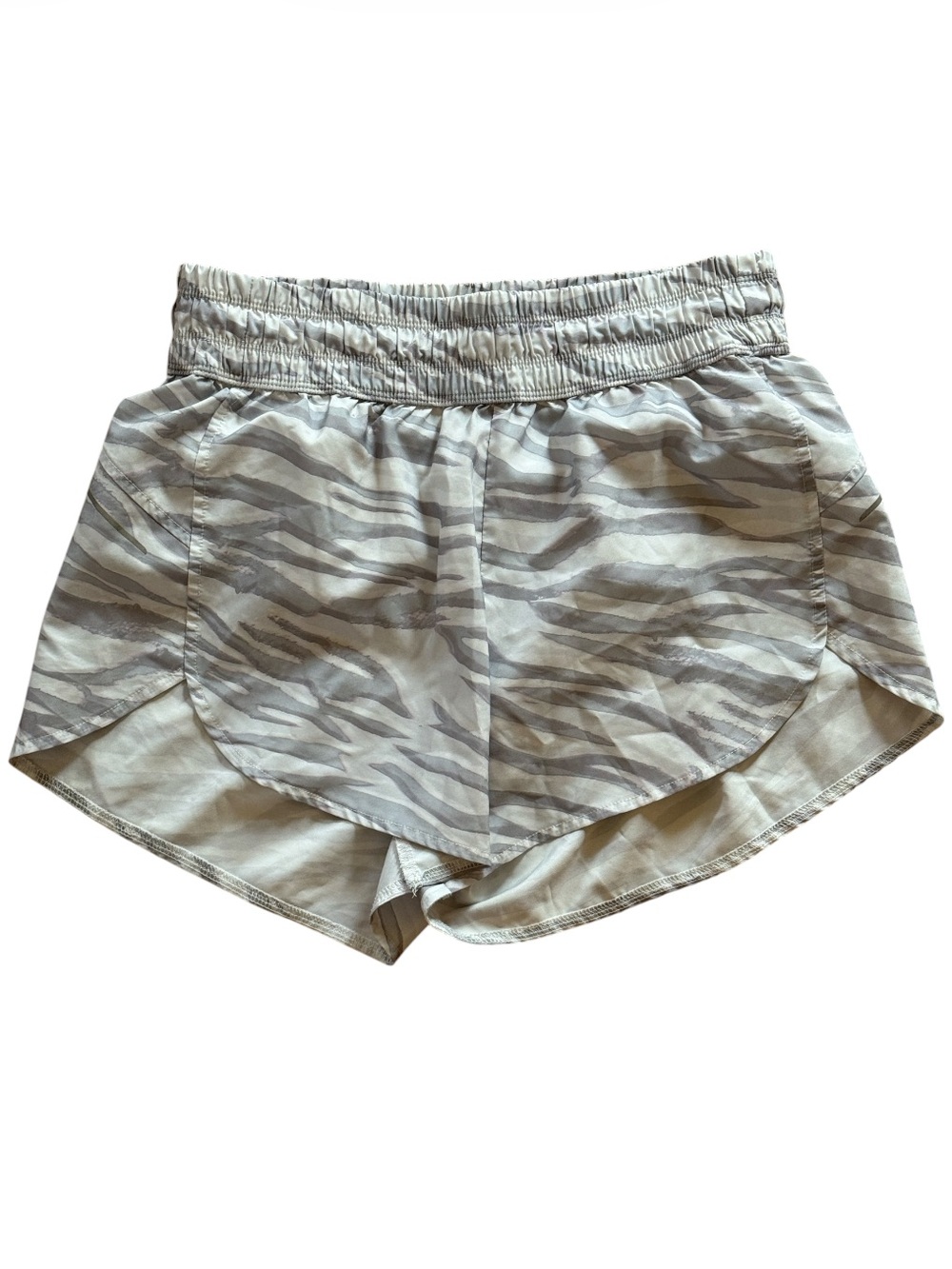 ALL IN MOTION WOMENS GRAY ACTIVE ATHLETIC TRAINING RUNNING TRACKED SHORTS MEDIUM